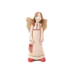 Ceramic figure – angel with pocket, 14.5 cm