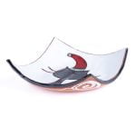 Ceramic Plate - Cat with a Christmas Hat, White, 18×18 cm
