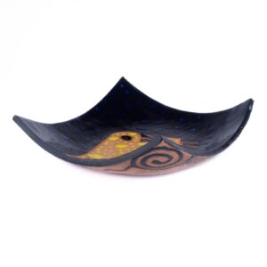 Ceramic plate with cat motif, dark blue, 18x18 cm