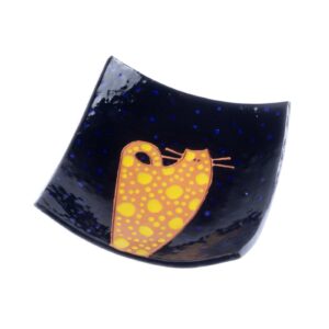 ceramic-plate-with-cat-motif-dark-blue-front-7884 Ceramic plate with cat motif, dark blue, 18x18 cm