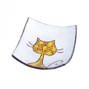 ceramic-plate-with-cat-motif-white-front-7759 Ceramic plate with cat motif, white, 18×18 cm