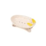 Ceramic Soap Dish with Butterfly, Beige, 11x16 cm