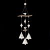 Ceramic Wind Chimes, Floral Motif, White, 3 Bells