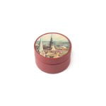 Leather Box - City Panorama, Red, ⌀ 5 cm