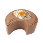 Leather Box with Amber Stone, Brown, 10x12.5 cm