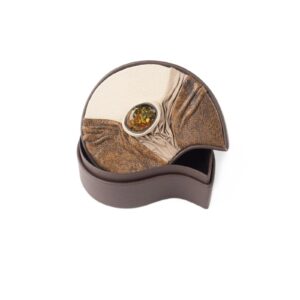 leather-box-with-amber-stone-dark-brown-front-32065 Leather box with amber stone, dark brown, 8x8.5 cm