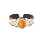 Leather Bracelet with Amber, Brown