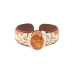 Leather Bracelet with Amber, Brown
