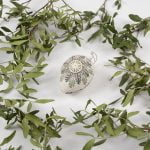 Ceramic Egg with Pattern, White, 4.5x6 cm