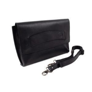 Genuine leather clutch bag, black, 21x32 cm