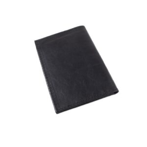 Genuine leather document wallet, black, 9x13 cm