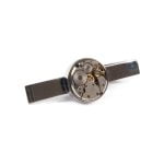 Necktie Clip with Watch Mechanism, Silver Color