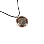 Pendant with Watch Mechanism, Copper Color Frame, Ø 3 cm