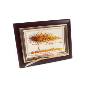Amber greeting card, chestnut color frame, 14.5x19.5 cm