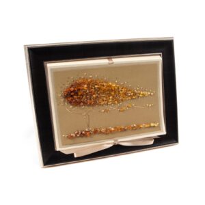 Amber greeting card, dark brown color frame, 17x22 cm