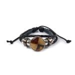 Leather Bracelet with Removable Amber, Black