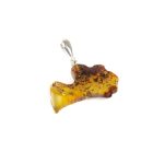 Amber Pendant "Latvia", Greenish Brown, 2x3 cm