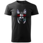 Unisex T-shirt "Cat with Headphones", Black