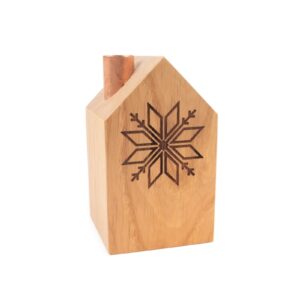 House-shaped oak tree candle holder, the morning star, 78 x 78 x 130 mm