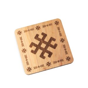 Wooden coaster - the moon sign, 9x9 cm