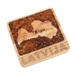 Wooden Coaster with Amber - Riga, Latvija, 10.5 x10.5 cm