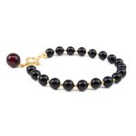 Amber Bracelet with Gold Color Elements, ⌀ 5 cm