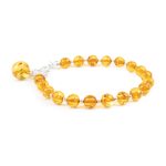 Amber Bracelet with Silver Color Elements, ⌀ 5 cm