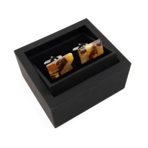 Amber cufflinks, rectangular