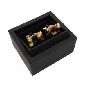 Amber cufflinks, rectangular