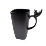 Ceramic Mug with Cat, Black, 600 ml