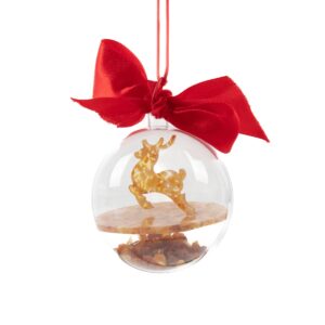 Christmas tree ball with amber deer, Ø 6 cm
