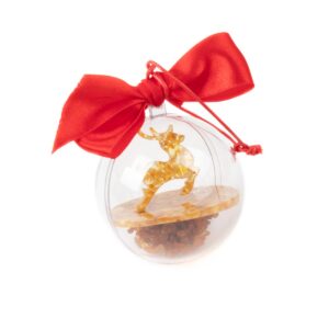Christmas tree ball with amber deer, Ø 6 cm