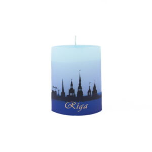 Candle "riga", oval shape, shades of blue