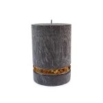 Candle with Amber Pieces Around, Dark Grey