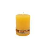 Candle with Amber Pieces Around, Yellow