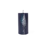 Candle with Bentgrass, Cylinder Shape, Navy Blue
