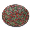 Ceramic Dish with Red Flowers, Greyish Black, ⌀28 cm