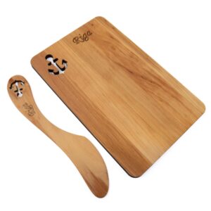 Kitchen cutting board and butter knife with anchor design, riga, alder tree, 19x12 cm