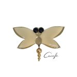 Plexiglass Brooch - Dragonfly, Beige