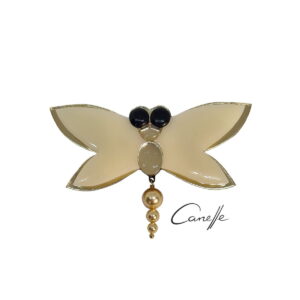 Plexiglass brooch - dragonfly, beige