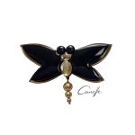Plexiglass Brooch - Dragonfly, Black