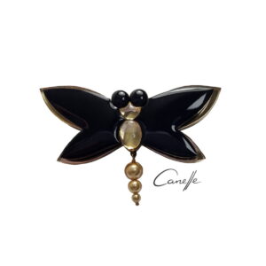 Plexiglass brooch - dragonfly, black