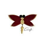 Plexiglass Brooch - Dragonfly, Burgundy