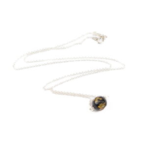 Amber necklace with silver chain "sun drops"