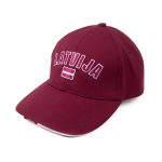 Baseball Cap LATVIJA with Flag, Burgundy