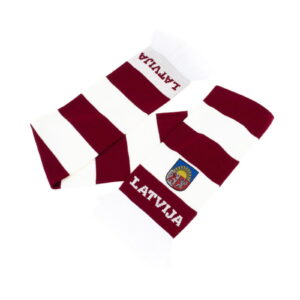 Hockey fan scarf latvija with coat of arms, two-color