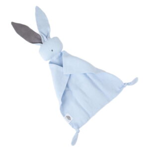 Linen baby comforter - bunny, blue