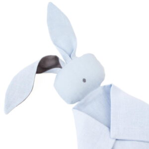 Linen baby comforter - bunny, blue