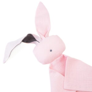 Linen baby comforter - bunny, pink