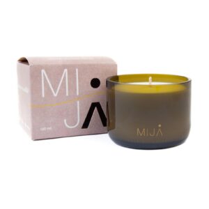 Soy wax candle in a olive green glass jar "grapefruit", 130 ml